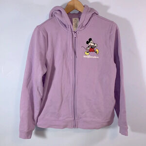 Disney world parks purple zip up hoodie embroidered walking Mickey lavender med